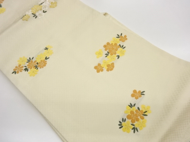 JAPANESE NAGOYA OBI / WOVEN SAKURA & KIKU